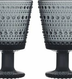 Iittala Kastehelmi Glas På Fod 26cl Mørkegrå 4stk 2021